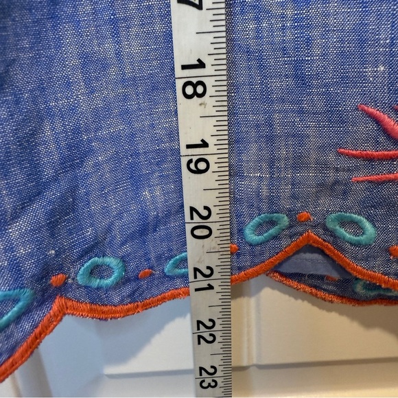 Talbots Linen Cotton Skirt with Beautiful Floral Embroidery - Picture 10 of 11